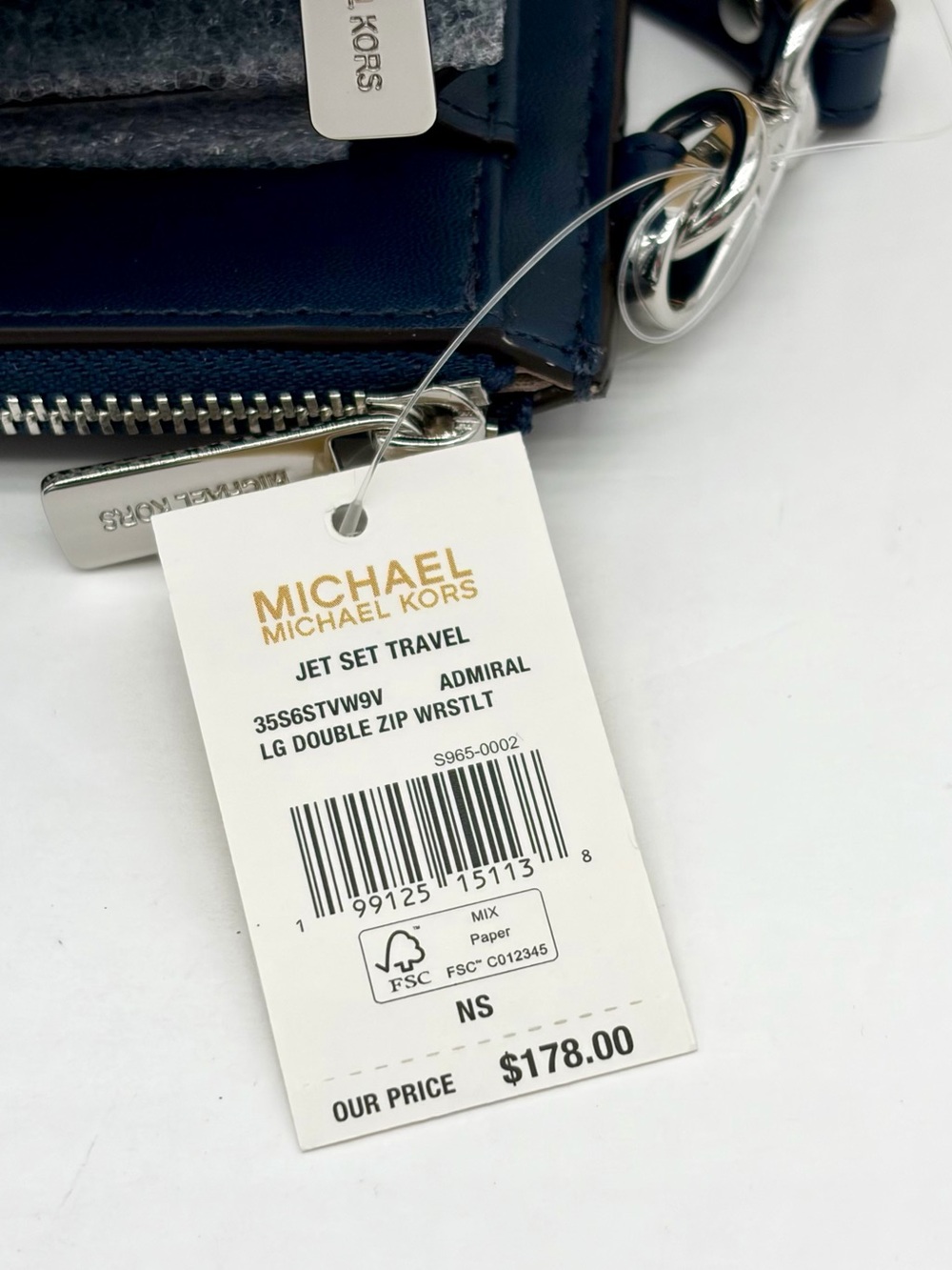 MICHAEL KORS Jet Set Travel Large Printed Signature Logo Wristlet Admiral - Picture 11 of 11